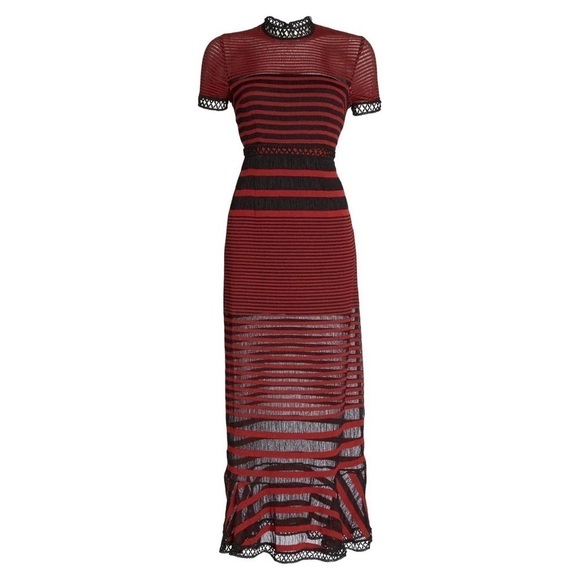 FoxieDox Cassius Maxi Dress Red Black Stripe Large - Picture 16 of 16